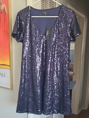 Lulu's Lavender Sequin V-Neck Mini Dress